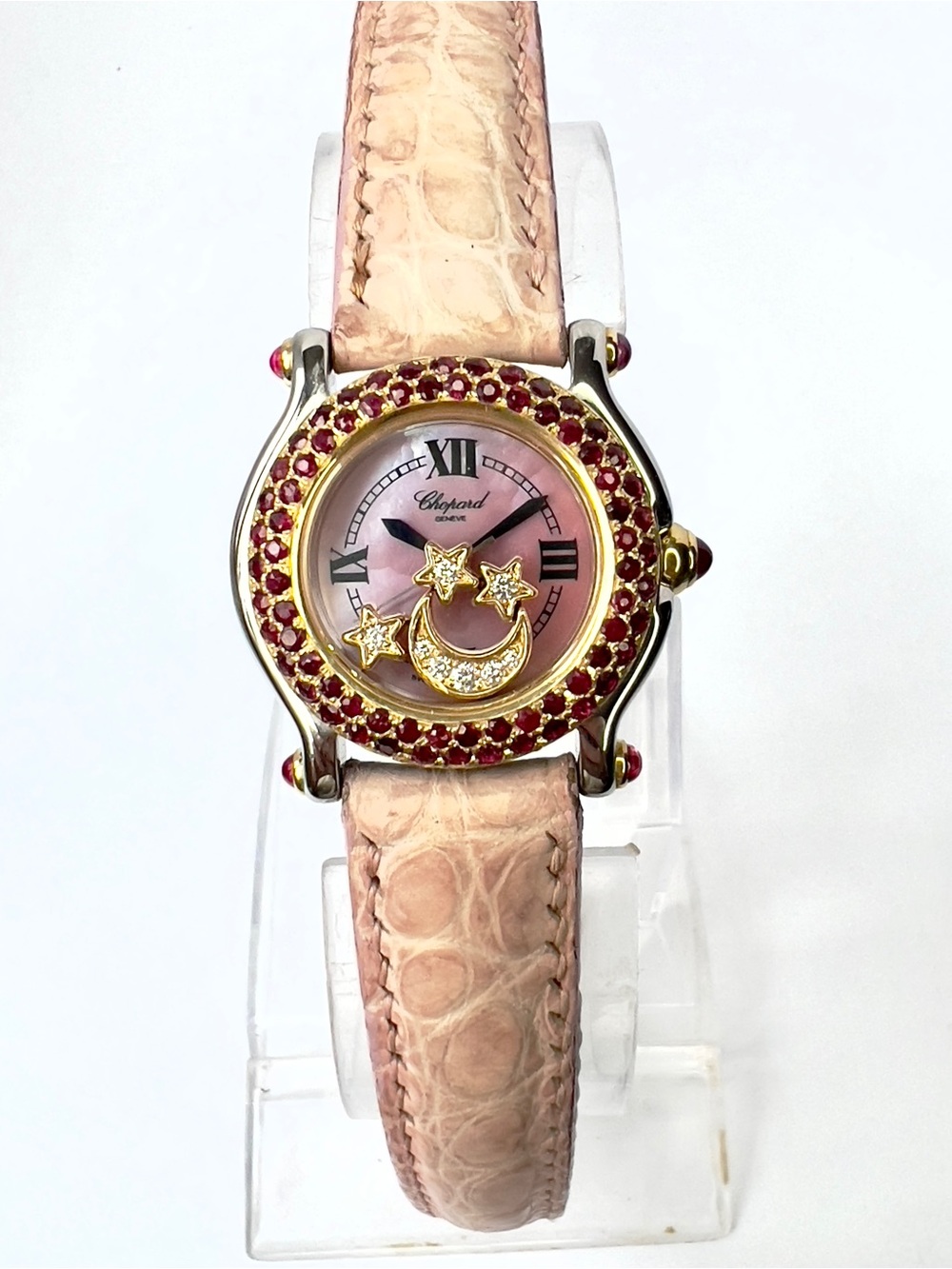 CHOPARD HAPPY SPORT 26mm 2 Tone DIAMONDS & Red RUBIES Watch